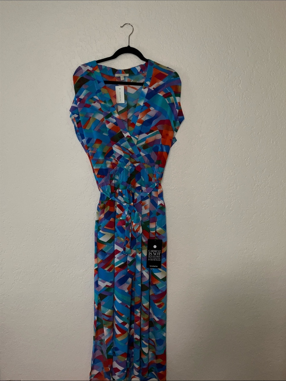 Multicolor Geometric V-Neck Maxi Dress